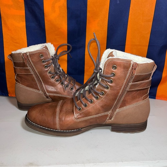 Dexter Brown Boots Men size 11.5 Cognac Fleece-Lined Liam Cap Toe 171852 faux - Picture 8 of 9